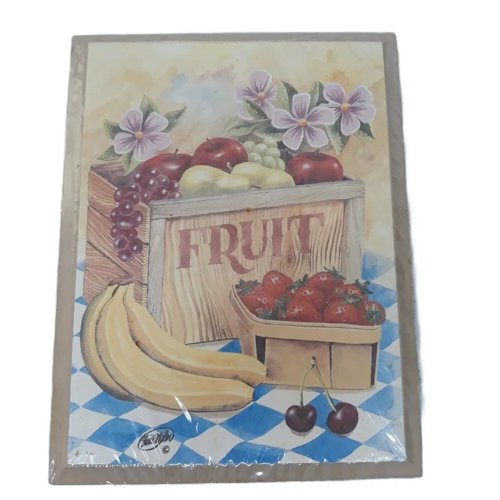 Vintage Fruit & Vegetables Decorative Kitchen Wall Plaques